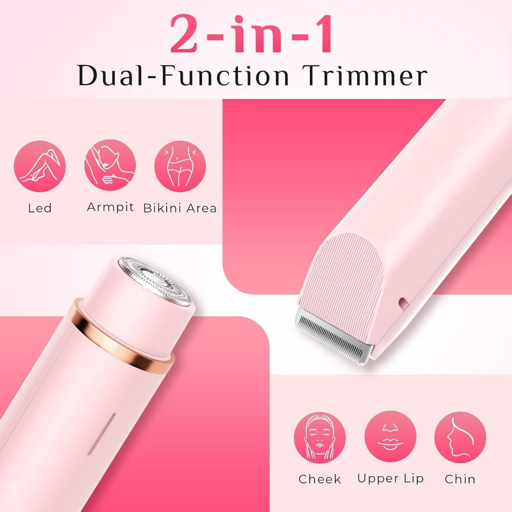 Bepsell 2-in-1 Dual Head Electric Facial & Bikini Hair Trimmer | Rechargeable Waterproof Shaver for Women
