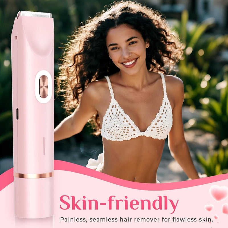 Bepsell 2-in-1 Dual Head Electric Facial & Bikini Hair Trimmer | Rechargeable Waterproof Shaver for Women