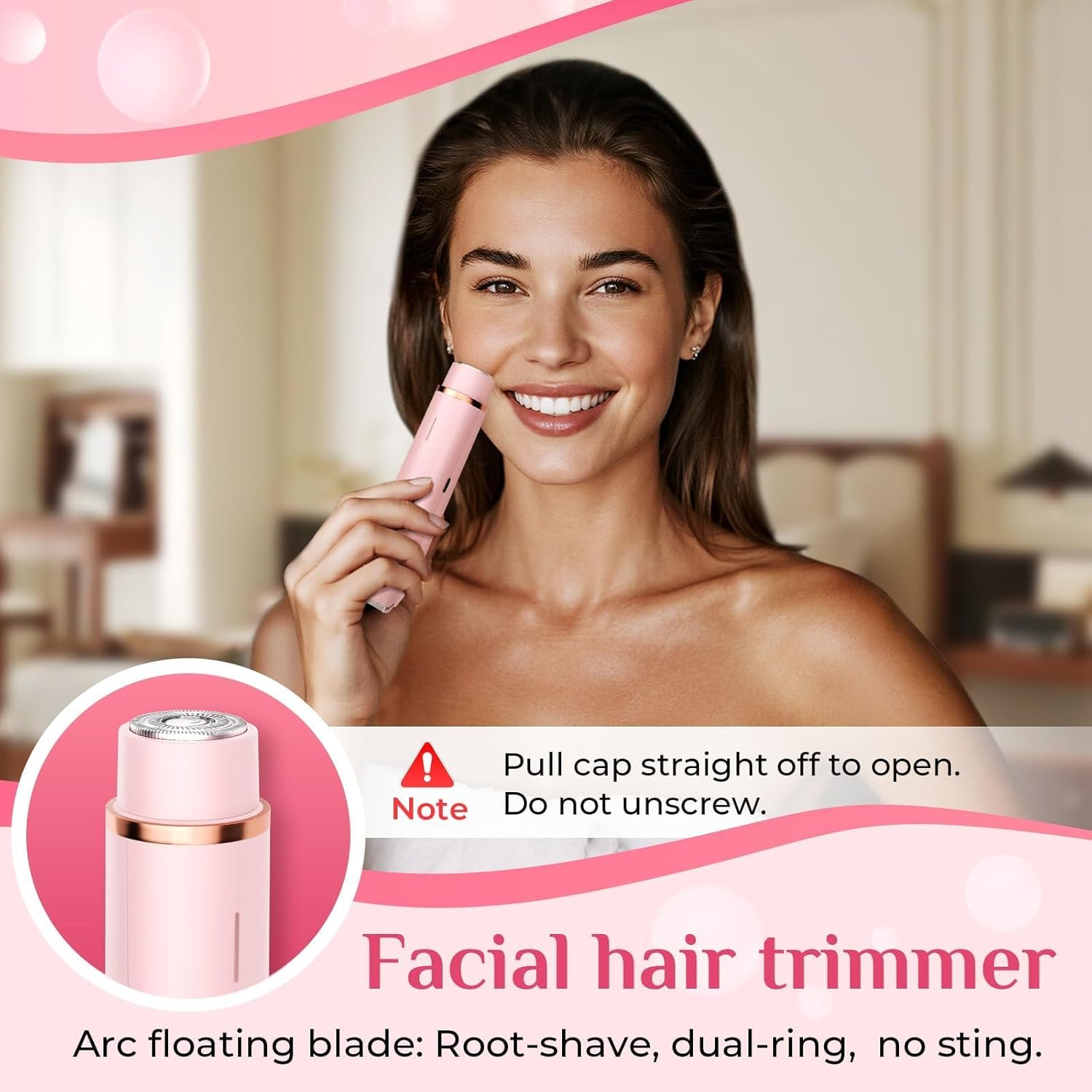 Bepsell 2-in-1 Dual Head Electric Facial & Bikini Hair Trimmer | Rechargeable Waterproof Shaver for Women